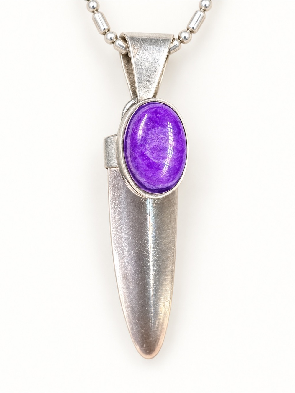 Sterling Silver Purple Stone W/ Rose Quartz Point Necklace - Women Jewelry
